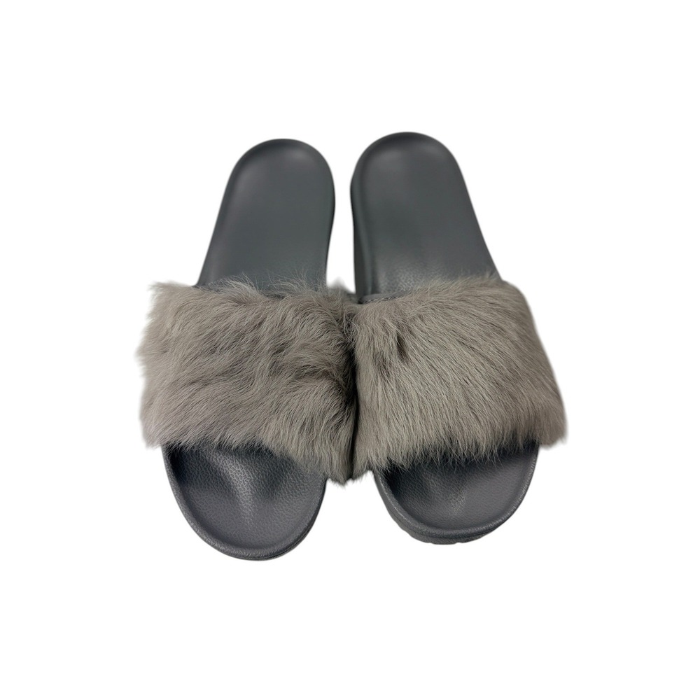 UGG W Royale Seal Grey Faux Fur Slide Sandals 1018875 Womens Size 10 NEW